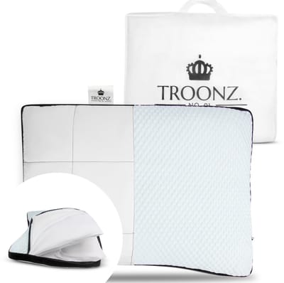 Troonz Zijslaapkussen Livorno Two - Hoofdkussen Voor Zijslapers - Ergonomisch & Verstelbaar - Katoen Satijnen Tijk