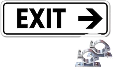 Bord Exit pijl rechts - Weerbestendig Aluminium - 40x15 cm - Bevestiging: Met paalbeugels Ø48mm