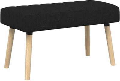 vidaXL - Kanaalgeplooide - Bank - Zwart - 80 - x - 40 - x - 46 - cm - Stof