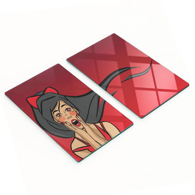 Keukenplanken van gehard glas met afbeeldingen, 2 stuks, verrassingsontwerp, 2x30x52 cm