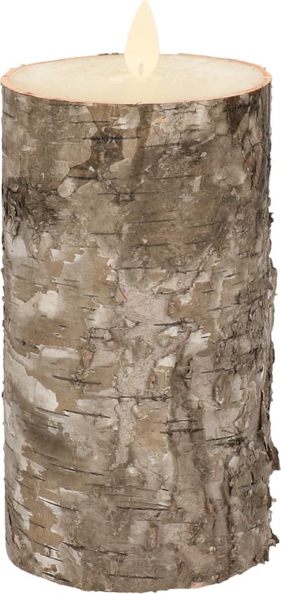 Anna's Collection Led kaars/stompkaars - berkenhout bruin - H15 x D7,5 cm - wax - bewegende vlam