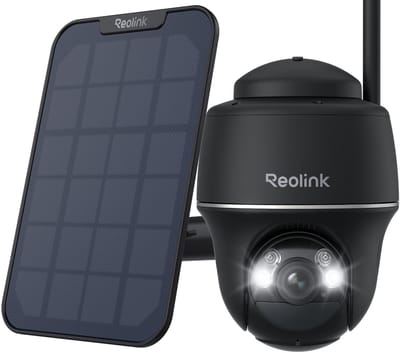 Reolink 2K 5MP Beveiligingscamera, Pan- en kantelfunctie, 360° Kijkhoek, Batterijen Draadloos, Kleuren Nachtzicht, Detectie Persoon/Voertuig, Argus PT met Zonnepaneel