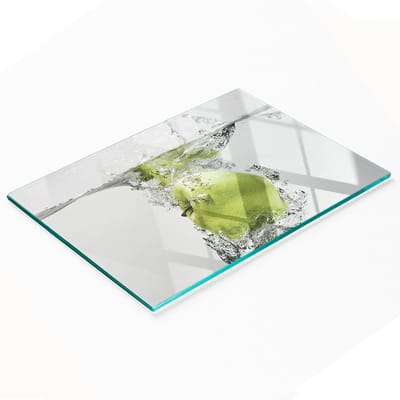 Decoratieve serveerplank van glas met appelmotief (onderwatermotief), 80x52 cm