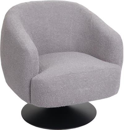 Loungestoel MCW-J76, draaibare cocktail fauteuil, bouclé stof metaal ~ lichtgrijs