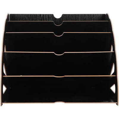 Houten Multi-Sleuf Opbergrek Kantoorbenodigdheden Desktop Bestandsorganizer voor Thuiskantoor(Zwart ) zwart