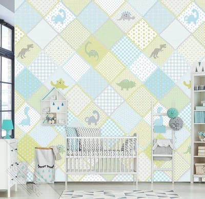 INGK Kinderbehang - Dino Love Blauw