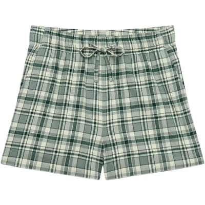 Superdry Katoenen Geruite Elastische Shorts Green Grootte: 34