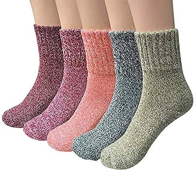 longziming -5 Paar Thermosokken Dames van Merinowol – Extra Dik & Warm – Wintersokken voor Laarzen – Outdoor & Koude Dagen