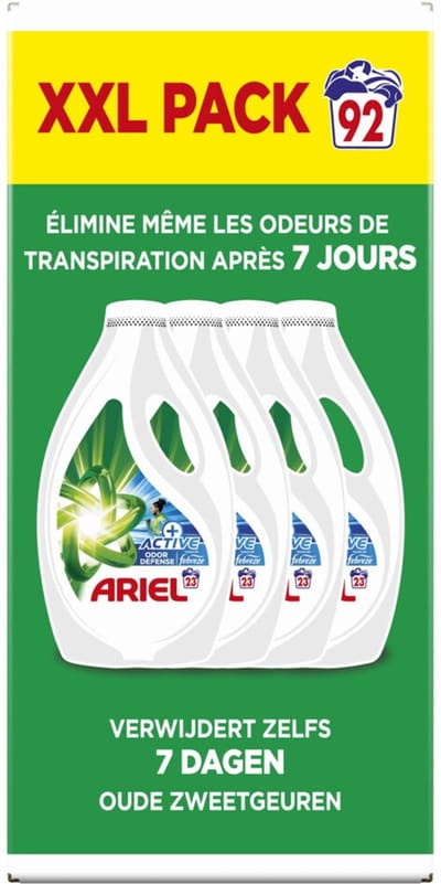 Ariel Vloeibaar Wasmiddel +Actieve Odor Defense 92 Wasbeurten - 4,14 liter