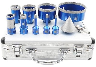 Diamantboorset en Tegelgatenzaag 6-100 mm met Vingerfrees en Adapter voor Porselein, Tegels, Graniet en Marmer