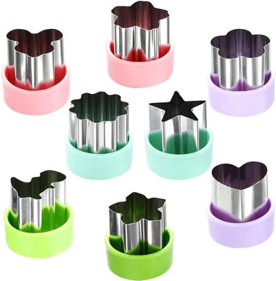 8 stuks-Reliëfvormen - koekjesvormen - fruitvormen - fruit- en groentevormen - bakgereedschap - geschikt voor bakken - bentoboxen - desserts - babyvoeding - zilver - 3,8*3,8 cm