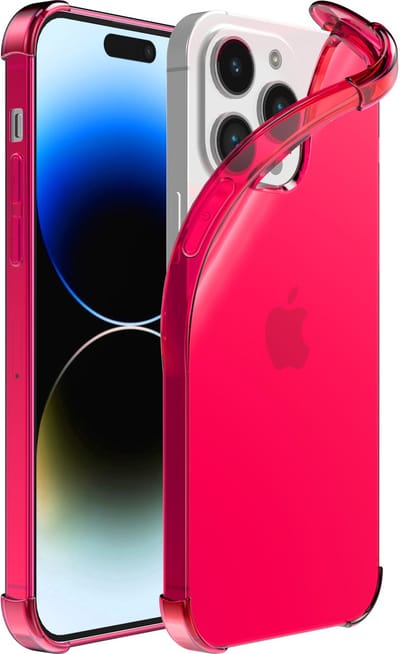 Smartphonica Telefoonhoesje Geschikt voor iPhone 14 Pro Max Transparant Schokbestendig Siliconen Hoesje met Stootrand - Shockproof Back Cover Case - Neon Roze geschikt voor iPhone 14 Pro Max