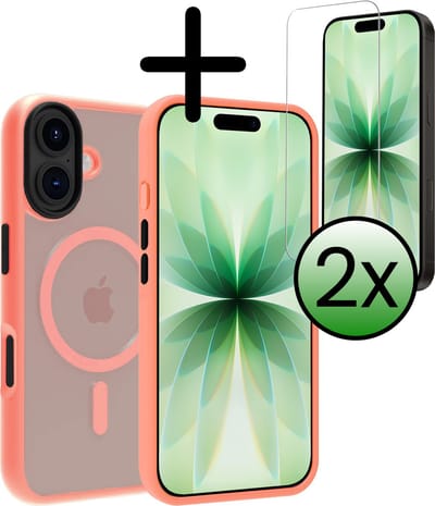 Hoesje Met 2x Screenprotector - Geschikt voor Apple iPhone 17 - Magsafe Compatible - Sterk & Shockproof - Back Cover - Shock Proof Case - Telefoon Hoes - Perzik