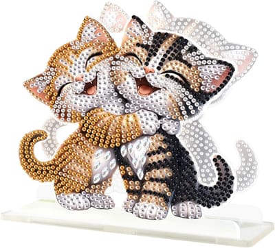 Paint by Numbers Kit voor Volwassenen - Kat Napkin Holder 15x15cm - Acryl Servetring voor Tafel, Cocktail en Eten - Creatieve Diamond Art Kits voor Thuis en Restaurant