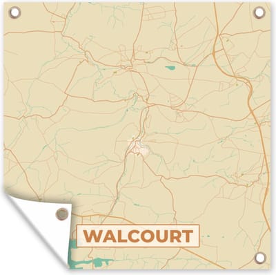 Tuin poster Walcourt - Plattegrond - Stadskaart - Kaart - België - 200x200 cm - Tuindoek