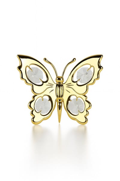 24 Karaat Gouden Vlinder Ornament met Fonkelende Kristallen