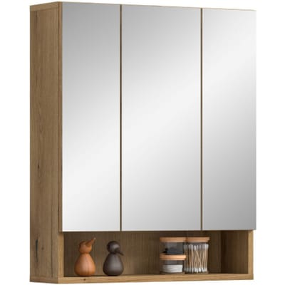 Moderne Spiegelkast Evoke Oak - 3 Spiegeltüren - 6 Planken - Opbergwonder - 60x74x18cm