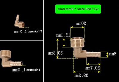 90 Graden Messing Elleboog Fitting, 1/2" BSP NPT Mannelijke Draad, Tuinslang Aansluiting voor 8mm Slang, Waterleiding Accessoire