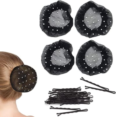 Set van 4 Kristallen Haarnetjes met 24 Haarclips en Elastische Bows voor Ballet en Dans