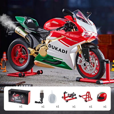 Sleutelstart 1:9 1199 Panigale Legering Sportmotor Model Diecast Baanrace Motorfiets Model Met Spuit Geluid Licht Kinder Speelgoed