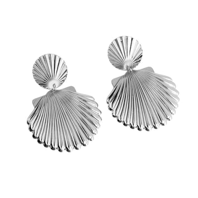 Schelp Oorbellen - Zilverkleurig | 5,2 x 3,8 cm | Bijoux / Messing | Fashion Favorite