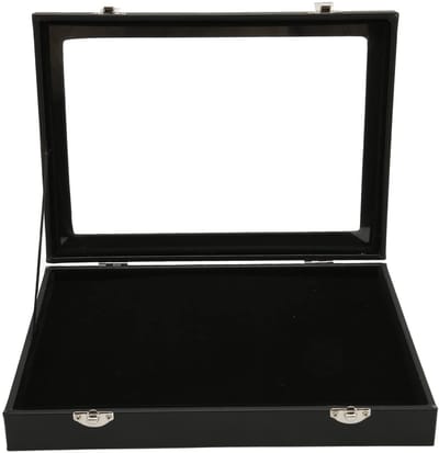 ZEYNOMAX- Pin-vitrine met glazen deksel - Badge-opbergdoos - Stofdicht - Sieradendoos - Medailles/broches - Beschermende sponsvoering
