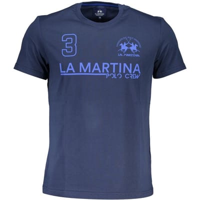La Martina Blauw Katoenen Heren T-Shirt
