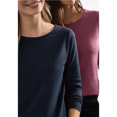 Set van 2 longsleeves met ronde hals