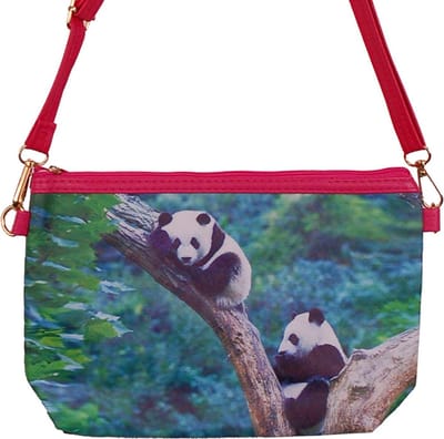 Schoudertasje Panda - 2 Panda's - 25x17cm
