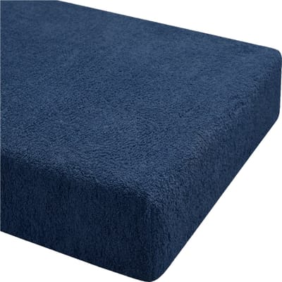 Mammoet Molton Hoeslaken Willow 90 x 200 cm - tot 30 cm matrasdikte - waterafstotende coating - 45% katoen & 55% polyester - blauw