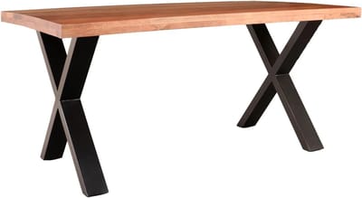 Eettafel Mangohout - Tafel Rechthoek - Gezellig Tafelen - Stoer X-poot Onderstel - 160 x 90 cm - Bruin