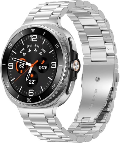 Strap-it Stalen schakel band - RVS bandje met vlindersluiting geschikt voor Samsung Galaxy Watch 9 (40/44mm) / Watch 8 (40/44mm) / 8 Classic (46mm) - zilver