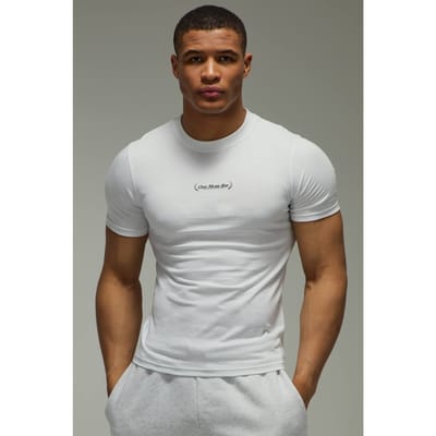 One More Rep Muscle Fit T-Shirt | White | Size XS