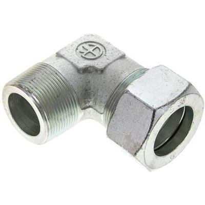 1 1/2'' NPT Buitendraad x 38S Verzinkt Stalen Elbow 90deg Snijring 315 Bar DIN 2353 - FL2E-MC-EZ-112N-38-S