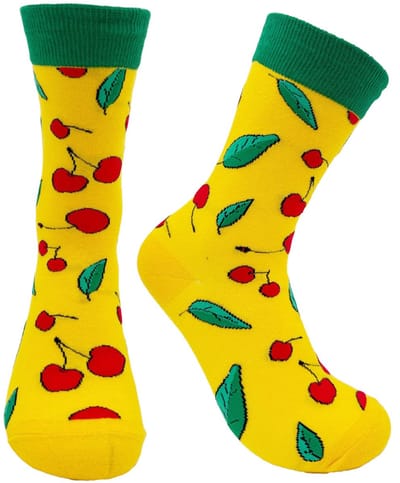 Tutti Footi - Sokken met Kersen - maat 36-41 - Fruit Sokken Dames Geel/Rood