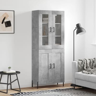 vidaXL - Hoge - kast - 69,5x34x180 - cm - bewerkt - hout - betongrijs