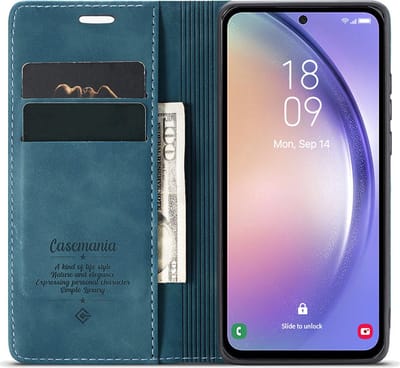 CaseMania Bookcase hoesje geschikt voor Samsung Galaxy A25 - Effen Groen - Kunstleer