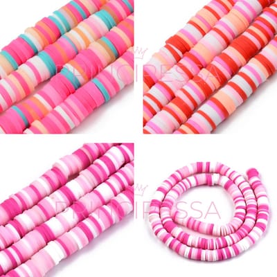 Katsuki kralen – Roze/Turquoise-mix, Roze/Roodmix en Roze-mix – Unieke mix van ongeveer 1.150 kralen – Polymeer klei – 6mm kralen – Zelf sieraden maken – DIY