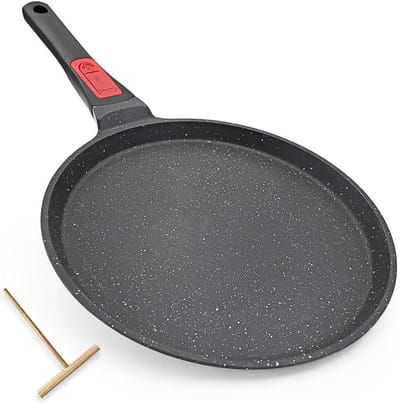 Crêpe Pan - Pannenkoekenpan Koekenpan - Pannenkoeken Bakken - Afneembaar Handvat - 30 cm - Zwart