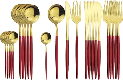 Betaalbare Goederen® Bestekset - 24-delig - Rood Goud - Besteksets - Bestekset 12 Persoons - Vorken - Messen - Lepels