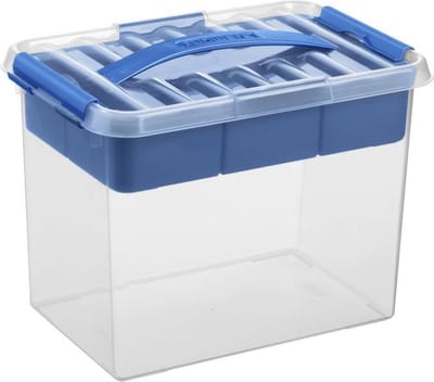 Sunware Q-line opbergbox met inzet 9L - 30.7x20x22.3 cm - Transparant/Blauw