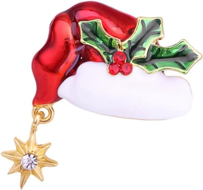 Cosensi - Strass Kerstmuts Broche Revers Pin Festival Accessoires, Kerst Decor, Eén Maat