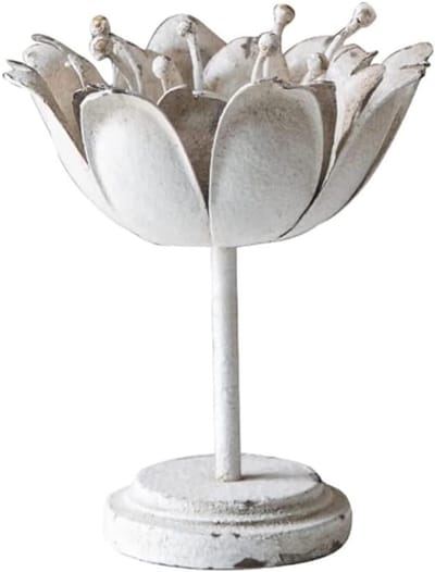 Kaarsenstandaard - Kandelaar ijzer - Sfeervolle decoratie - Rustieke lotusbloem - 21x30.5 cm - Zwart