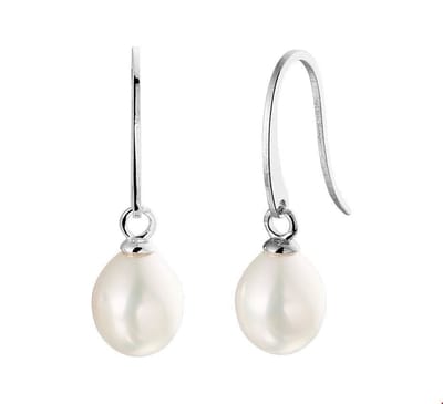 TFT Oorhangers Parel Zilver Gerhodineerd Glanzend 24 mm x 7.5 mm