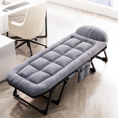 Opvouwbaar veldbed - Ligstoel met kussen - Ontspannen buiten - Verstelbare rugleuning - 190 cm - Donkergrijs