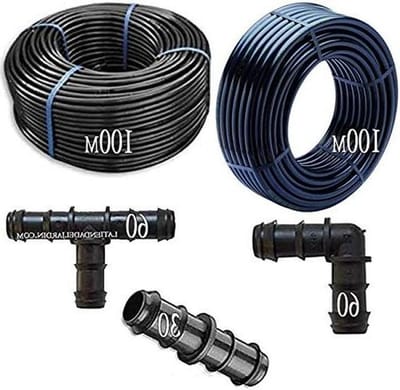 Druppelslang Set - Bevloeiingssysteem - Tuin Irrigatie - Waterbesparend Systeem - 200 Meter Totaal - Blanco en Grijs