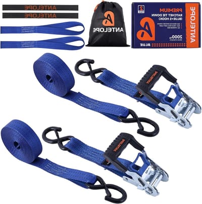 Spanbanden met ratel - Sjorbanden set - Lading zekeren - 2 ton draagkracht - 2 stuks 6 meter - Blauw