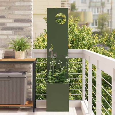 vidaXL - Tuin - Privacy - Scherm - Fretwerk - Olijfgroen - 32 - x - 32 - x - 150 - cm