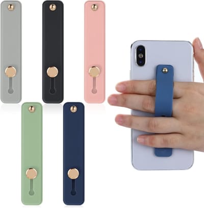 Vingerhouder voor Smartphone, 5 Stuks Telefoon Grip Silicone Band, Verstelbare Mobiele Telefoonhouder in 5 Kleuren voor Alle Smartphones