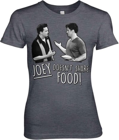 Friends Dames Tshirt -S- Joey Doesn't Share Food Grijs